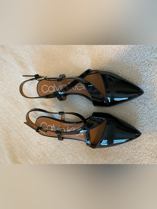Calvin Klein Shoes - Calvin Klein Black Patent Cross-Strap Heels